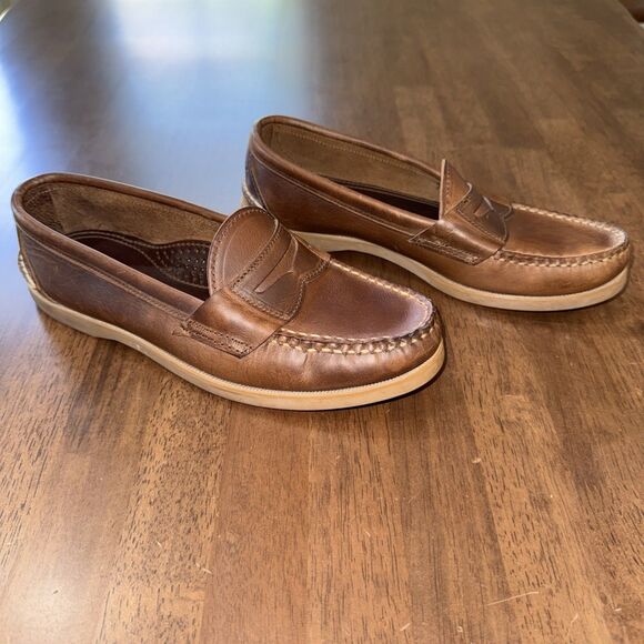 Canoos Brown Heritage Leather Penny Loafers Moc Toe Handmade USA Casual Men 7 main image 7